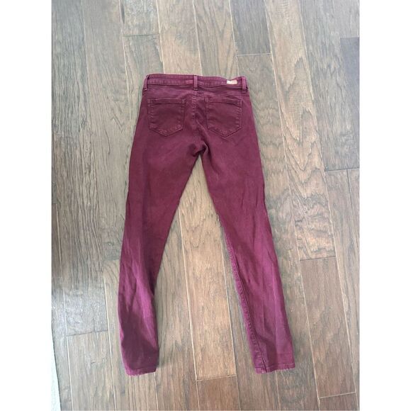 Paige Burgundy Ankle Peg Skinny Jeans - Picture 6 of 7